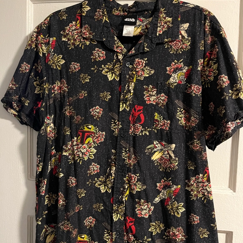 Star Wars Boba Fett Floral Woven Button-Up